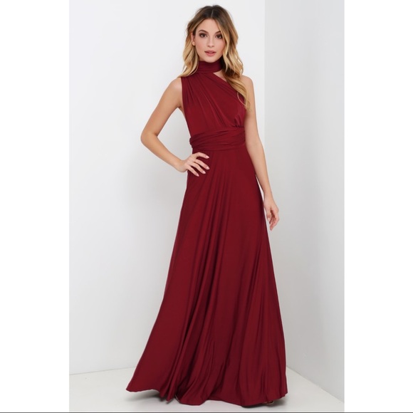 Always Stunning Convertible Burgundy Maxi Dress from LuLus. Size XS - Picture 1 of 8